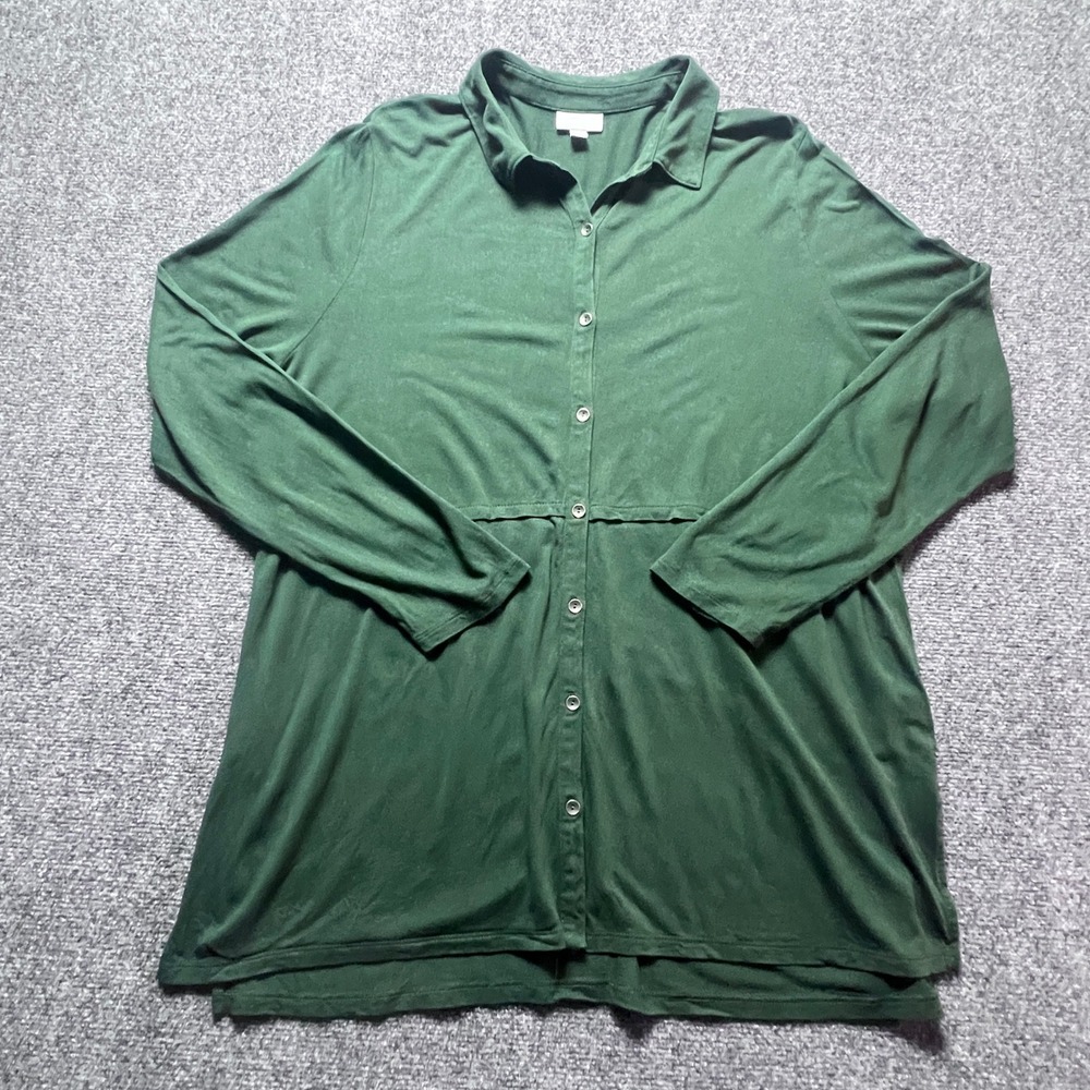 J. Jill Forest Green Rayon Tencel Button Front Tunic Top XL KTP103801